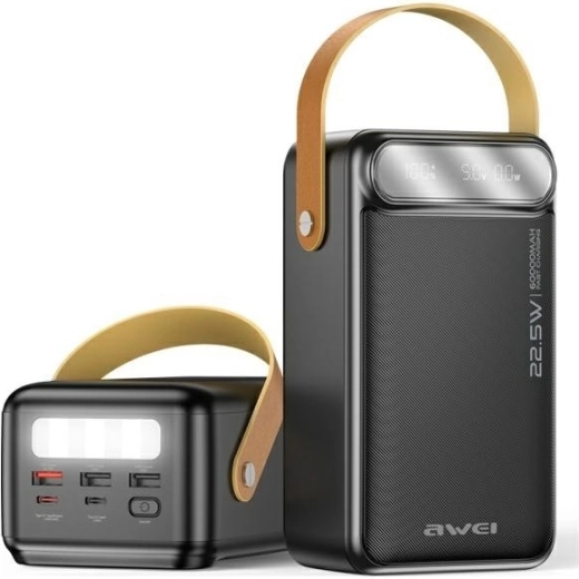 AWEI powerbank 60.000 mAh 22,5 W sort