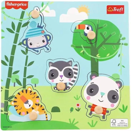 FISHER-PRICE træpuslespil med jungletema, 5 brikker