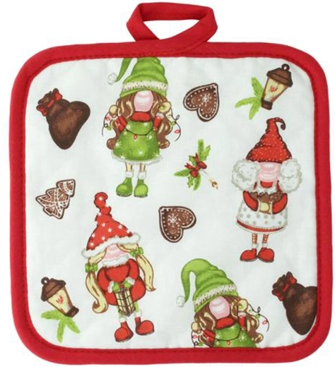 Grydeunderlag med nisser 17 × 17 cm