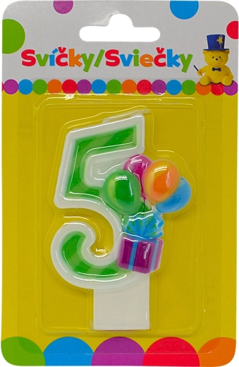 Fødselsdagslys tal 5 med balloner
