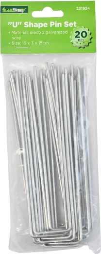 U-anker til agrotextil 15 × 3 × 15 cm, galvaniseret (20 stk.)