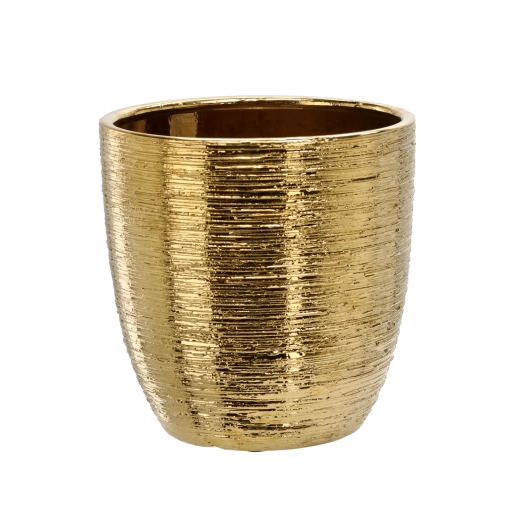 Keramisk urtepotteskjuler 25 × 25 × 25 cm guld