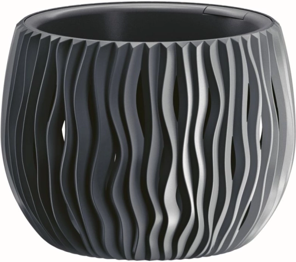 Blomsterkrukke Sandy Bowl med indsats 18 cm antracit