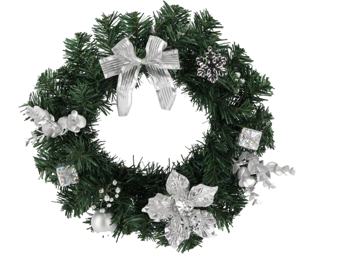 Sølvfarvet julekrans 30 cm