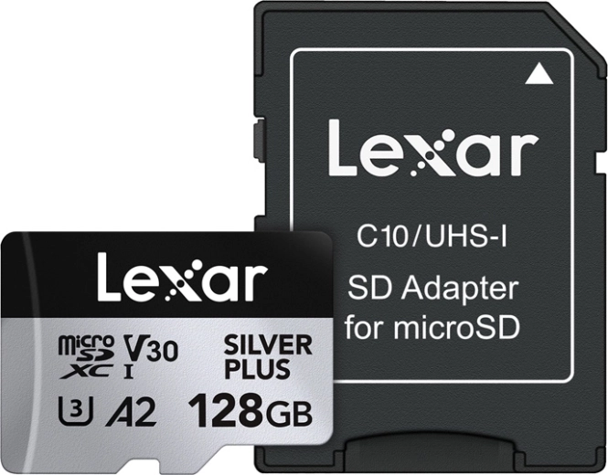 Lexar Silver Plus microSDXC 128 GB-hukommelseskort med adapter