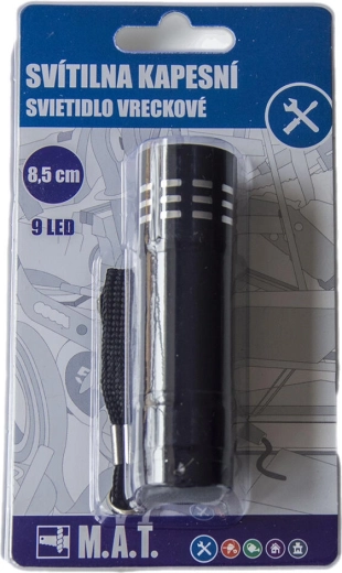 Lomme-LED-lommelygte i aluminium, 9 LED, sort, 8,5 cm