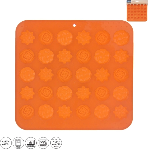Silikonechokoladeform med blomstermotiv, 30 forme, orange