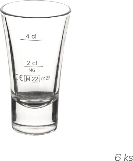 Måleglas (shotglas) Cheerio 0,06 l (målestreg 2 cl/4 cl) 6 stk.