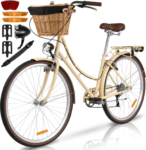 Damebycykel Avilo creamy med kurv