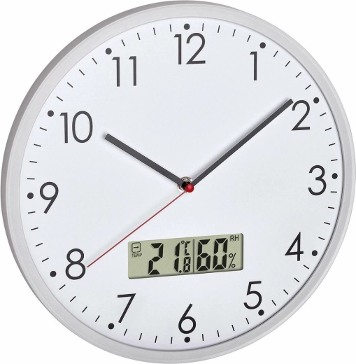 TFA analoge vægur med digitalt termometer og hygrometer, hvid