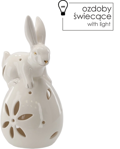 Påske keramisk kanin på æg med LED