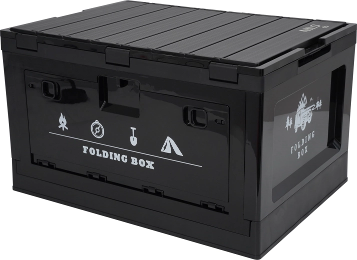 Sammenklappelig opbevaringsboks med låg og bordfunktion 50 l NILS CAMP