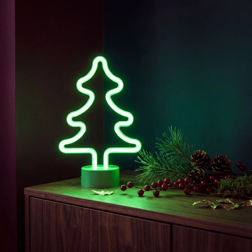 Neon-LED-lampe formet som et juletræ