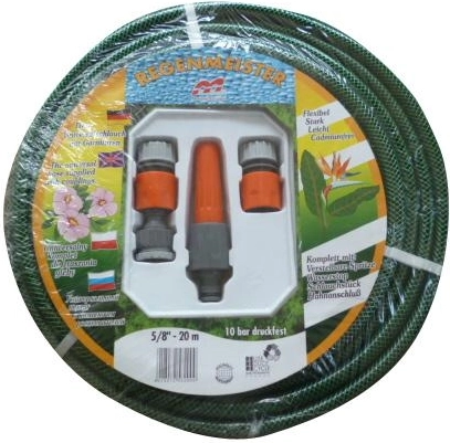 Havevandslangesæt 5/8" 20 m – trelags PVC-slange