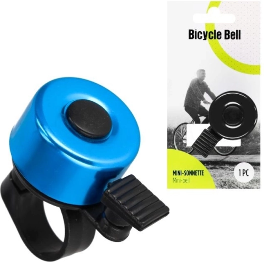 Mini metalcykelklokke (blå eller sort) - 1 stk.