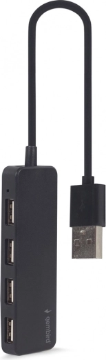 USB-hub 2.0 med 4 porte, sort