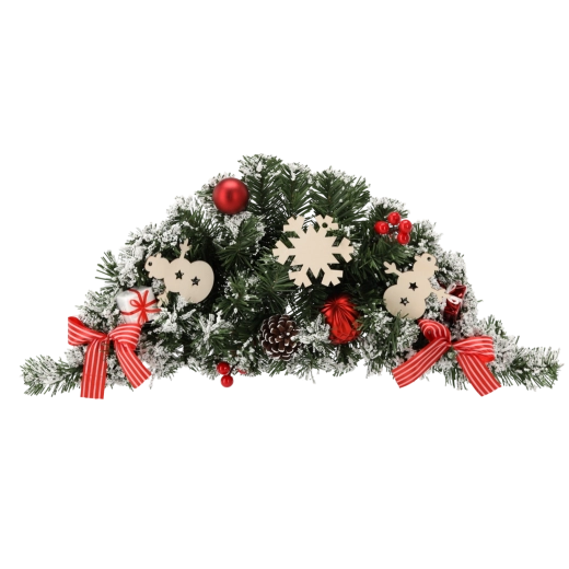 Ophængt julekrans 60 cm hvid‑rød