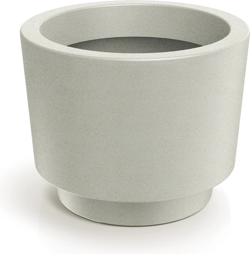 Splito Round blomsterkrukke 40 cm – sandfarvet plastkrukke med underskål