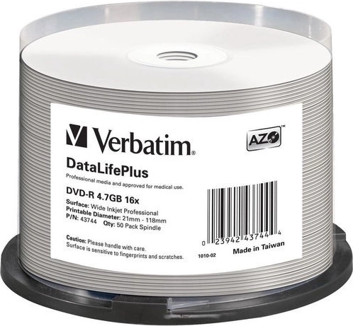 Verbatim DataLifePlus DVD-R 4,7 GB 16x med blækstråleprintbar overflade - 50 stk.