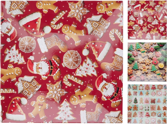 Julefirkantet serveringsbakke 30 × 30 cm i plast, mix af dekorer