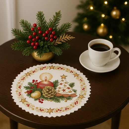 Runde julepapirsservietter til borddækning 36 cm (6 stk.)