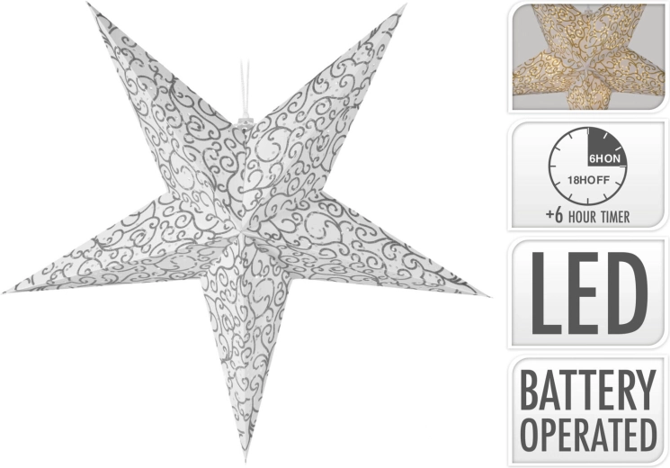 Sammenklappelig lysstjerne 60 cm med LED og timer