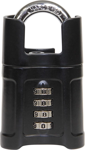 Kodelås hængelås med bøjlebeskytter – sort