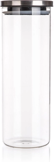 Glasrund krukke FREIA 1,8 l med låg i rustfrit stål