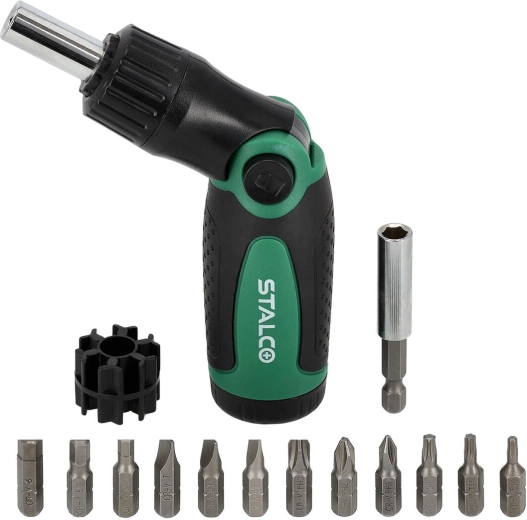 Skraldeskruetrækker med led STALCO, sæt med 13 dele