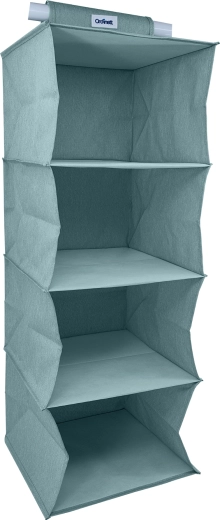 Hængende tekstilorganizer til garderobe, 4 hylder, mint, 30 × 30 × 80 cm