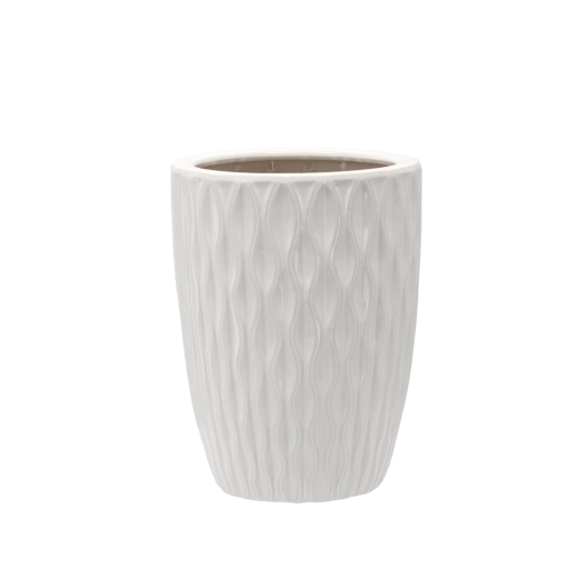 Keramisk skjuler til plantekrukke, hvid højglans 24,5 × 24,5 × 33 cm