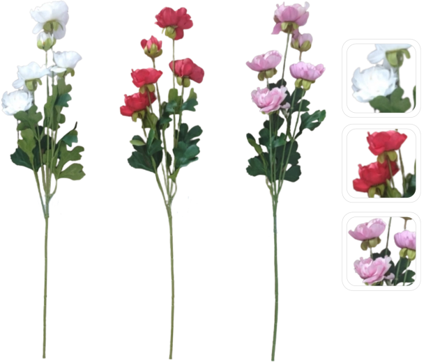 Kunstig ranunkelgren i mix af farver