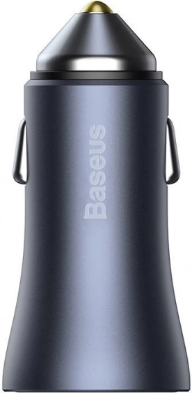 Biloplader BASEUS Golden Contactor Pro 40 W med USB‑A og USB‑C, PD/QC4.0+/SCP + kabel USB–USB‑C 1 m (grå)