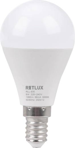 Retlux LED-pære mini globe E14 8 W varm hvid