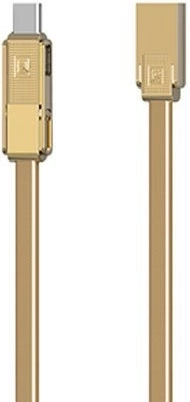Guld 3i1 opladnings- og datakabel REMAX (USB‑C, Micro‑USB, Lightning) 1 m