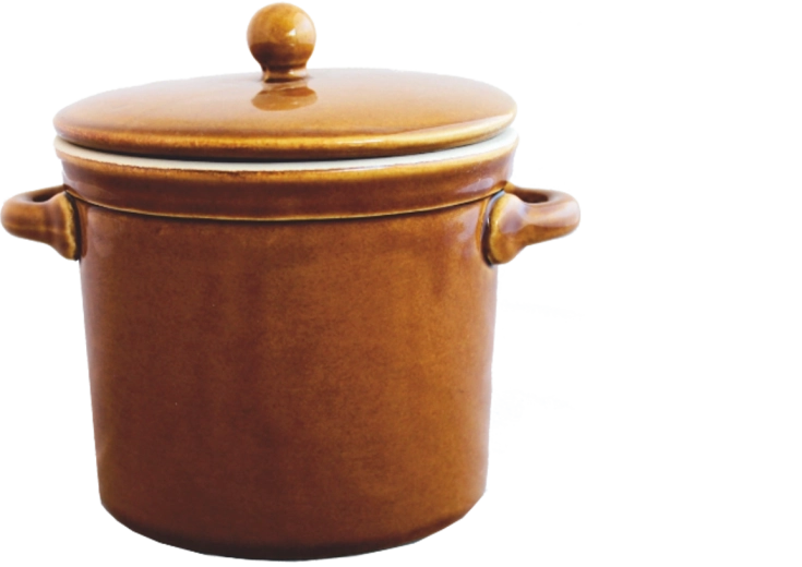 Keramisk gryde 1 l med låg, honningfarvet