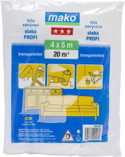 Dækkefolie PROFI 4 × 5 m, 12 µm, transparent HDPE