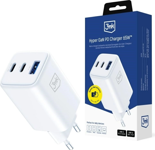 3mk Hyper GaN-oplader 65 W hvid