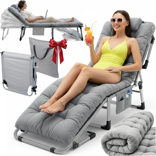 Sammenklappelig feltseng og havestol ChillWell Dream – grå