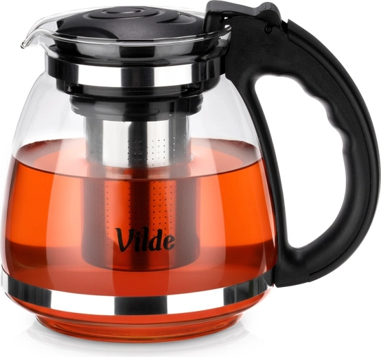 Glastekande til te med rustfrit stålsi 1,5 l