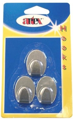 Selvklæbende ovale kroge i rustfrit stål, små – 3 stk.