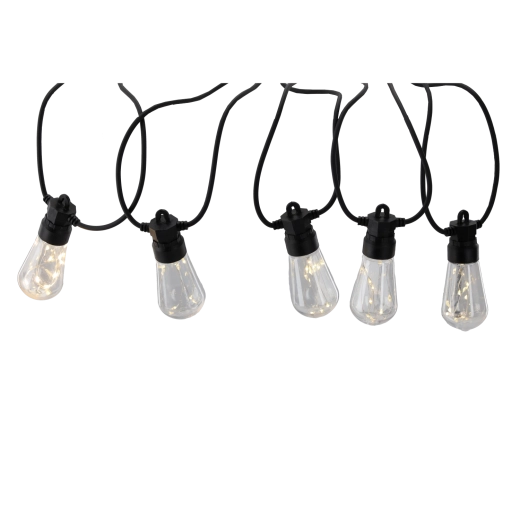 Udendørs lyskæde 20 m, 20 LED, varm hvid, IP44, 12 V med ophæng