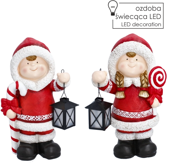 Julefigur af barn med LED-lanterne 40 cm - 1 stk.