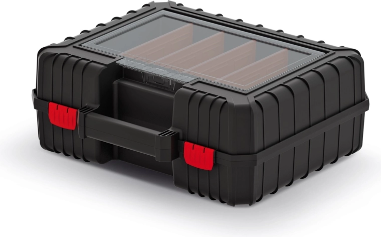 Robust værktøjskasse med transparent organizer 15 l
