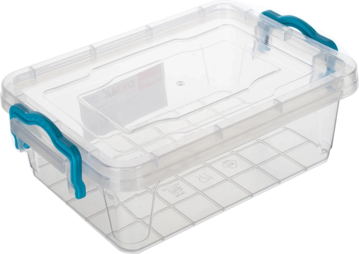 GEMA rektangulær beholder 1,2 l med turkise håndtag