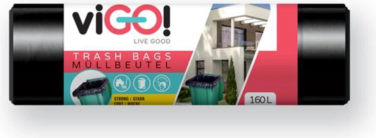 Affaldsposer 160 l VIGO DeLuxe, sorte, 10 stk