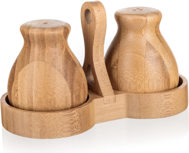 BRILLANTE Bamboo salt- og peberbøsser i bambus med holder