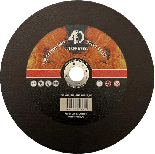 Skæreskive til stål og rustfrit stål 230 × 2,5 × 22,2 mm