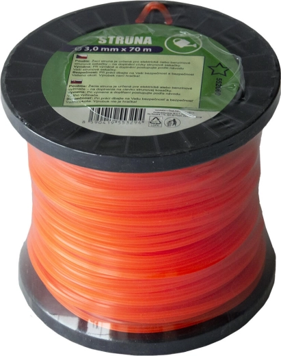 Nylon slåtråd 3 mm stjerne, 70 m orange