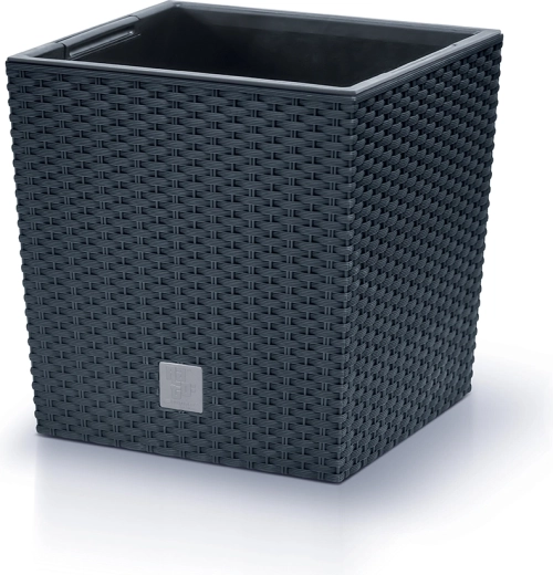 Blomsterkrukke Rato Low med indsats 20 cm antracit